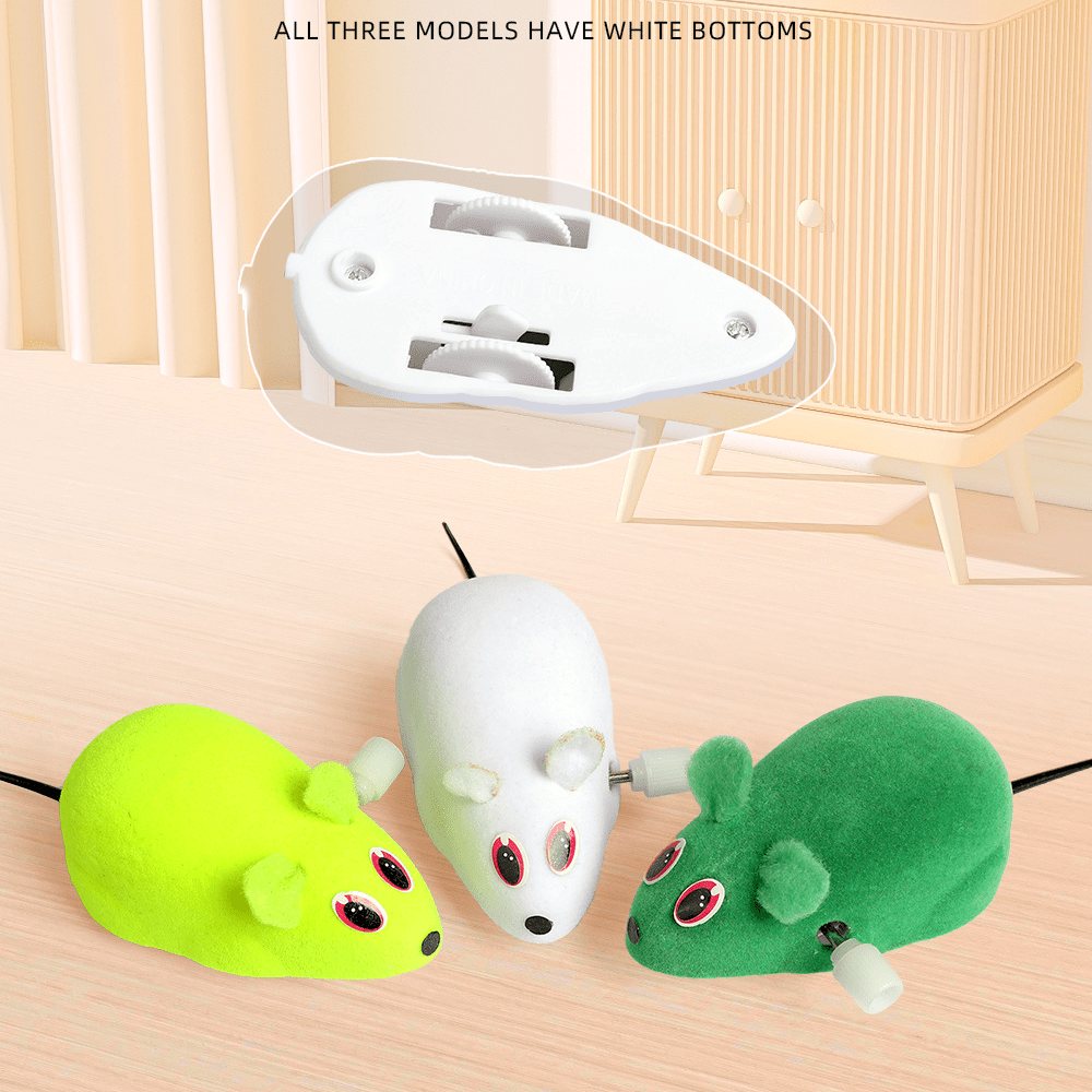 Juguete de felpa para gato sin batería con mecanismo de cuerda y estampado animal