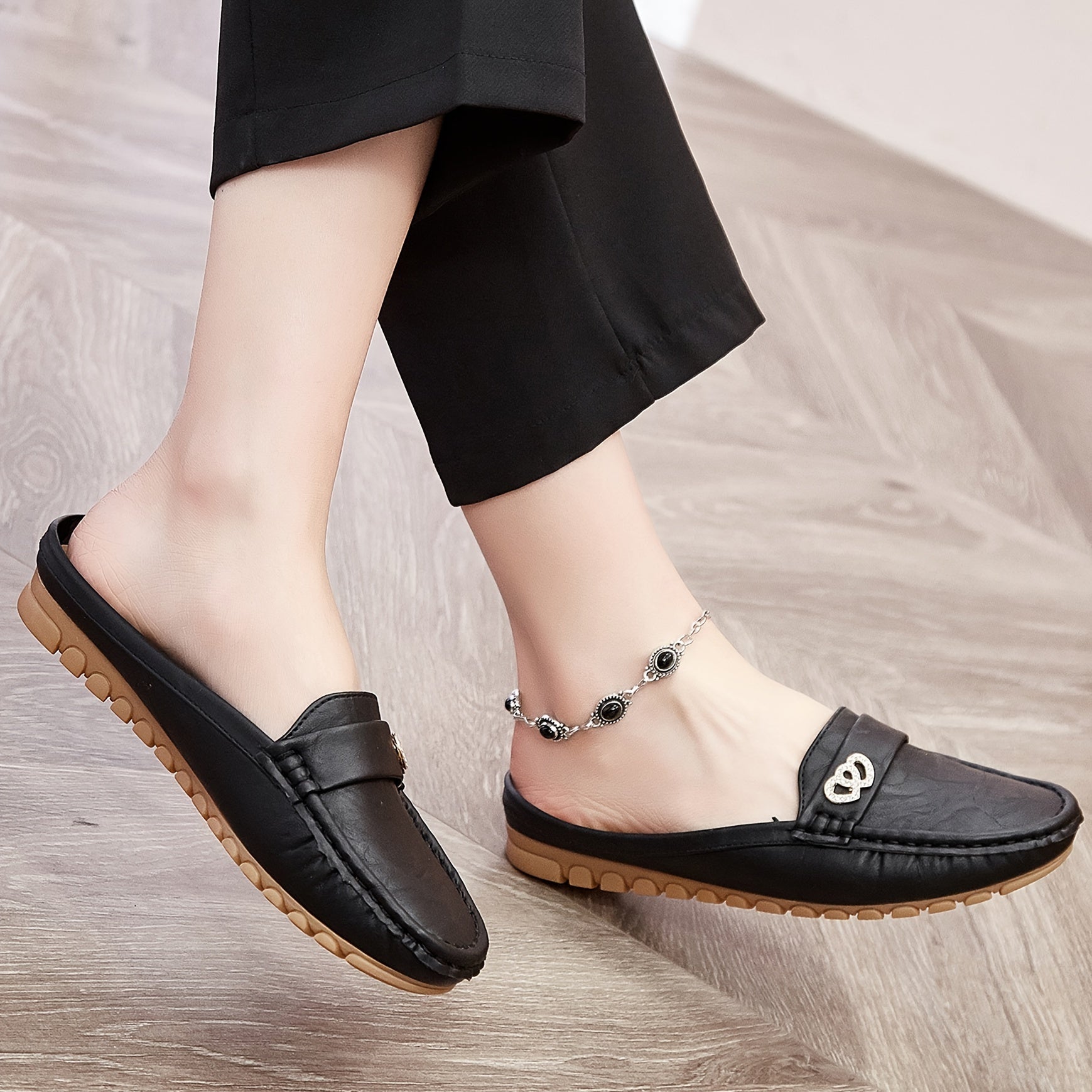 Women's Slip-On Mules with Non-Slip Sole Lightweight Casual Flat Shoes