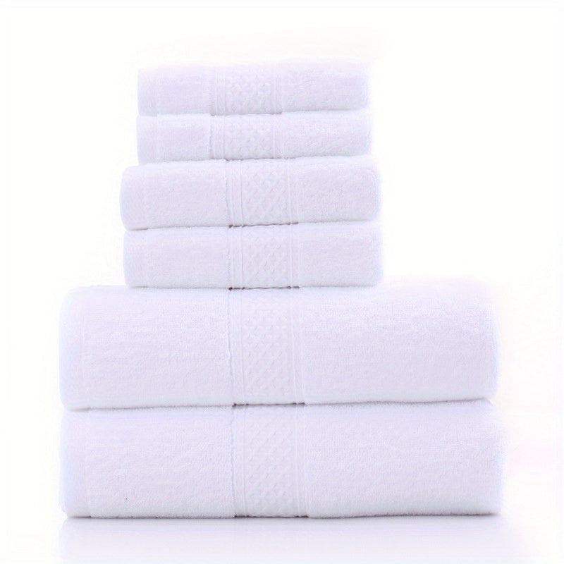Cotton Linen Towel Set 6-Piece Bath Hand Washcloths White