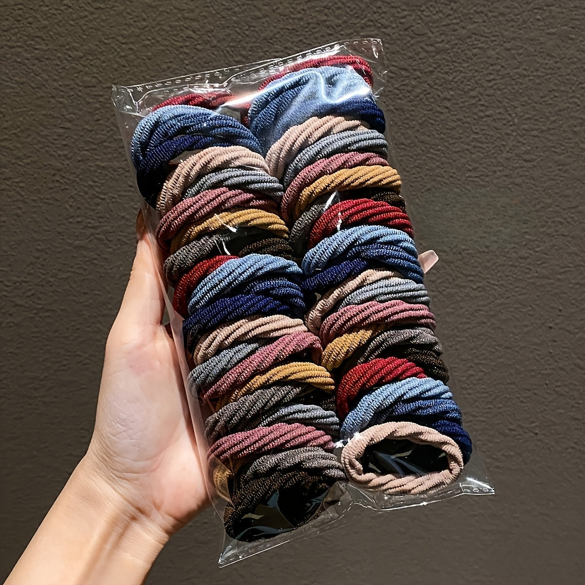 50 High Elastic Hair Ties for Women in Vibrant Mixed Colors Pack of 50