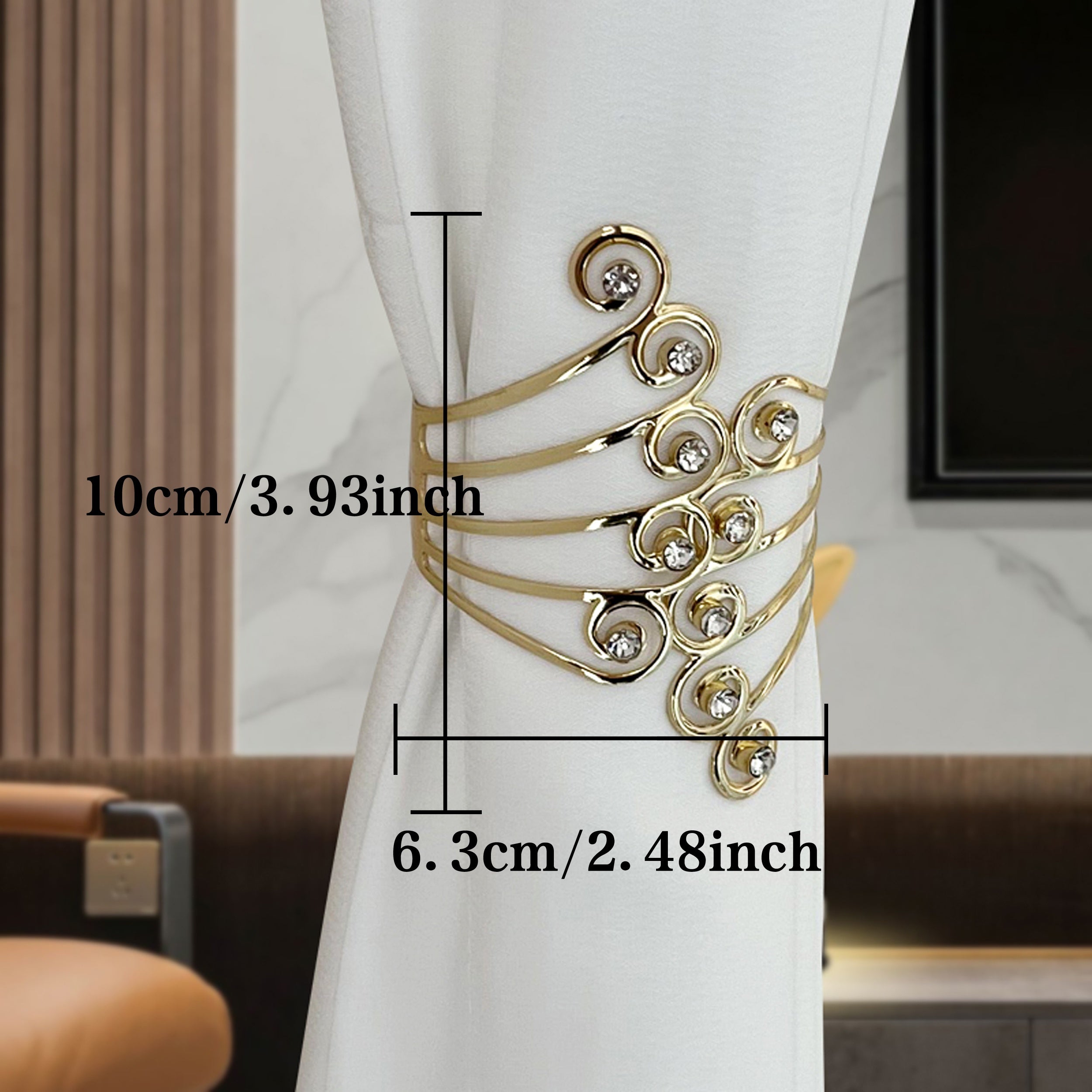 Luxury Metal Gold Silver Wing Rhinestone Curtain Tiebacks Adjustable Skeleton Clasps