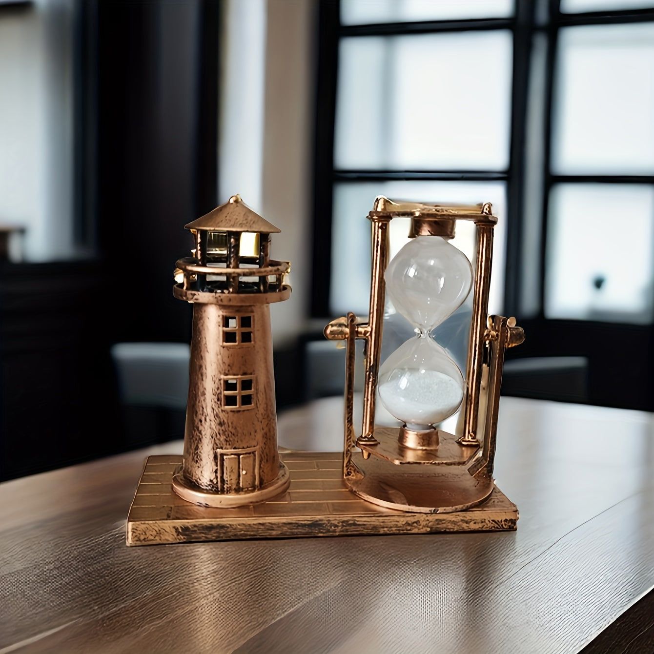 Vintage Nautical Lighthouse Hourglass Decoration No Electricity Single Pack Home Office