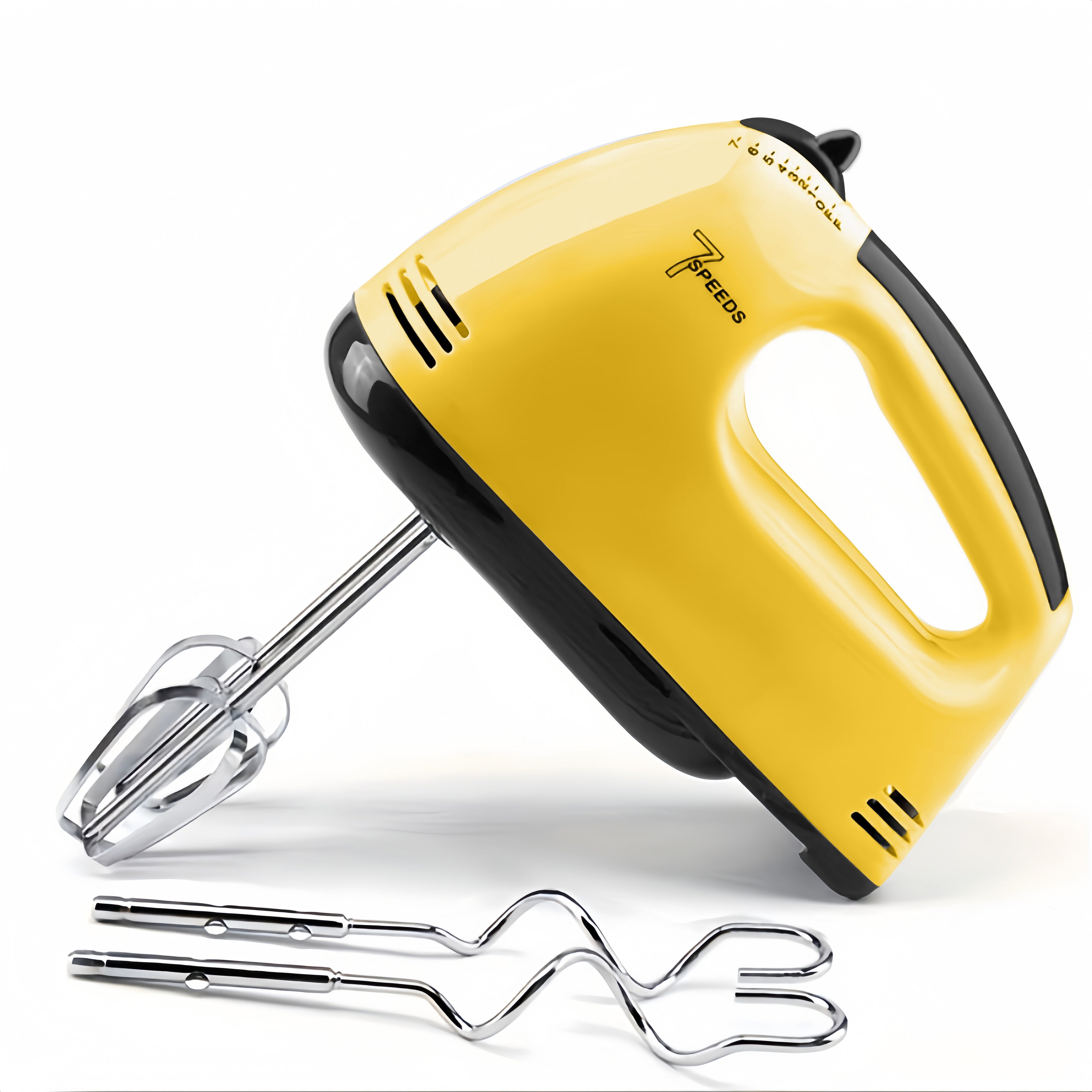 7-Speed Handheld Electric Mixer Set with Whisk and Egg Beater, Metal Kitchen Appliance