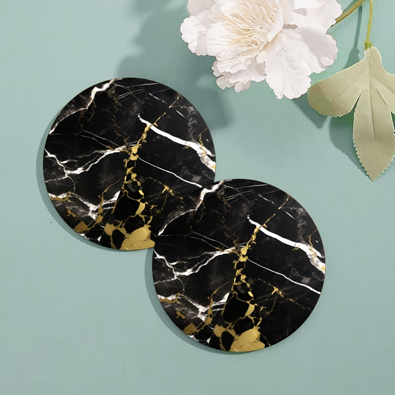 Set de posavasos redondos con patrón de mármol, aislamiento térmico, antideslizantes, lavables, decoración de cocina y coche