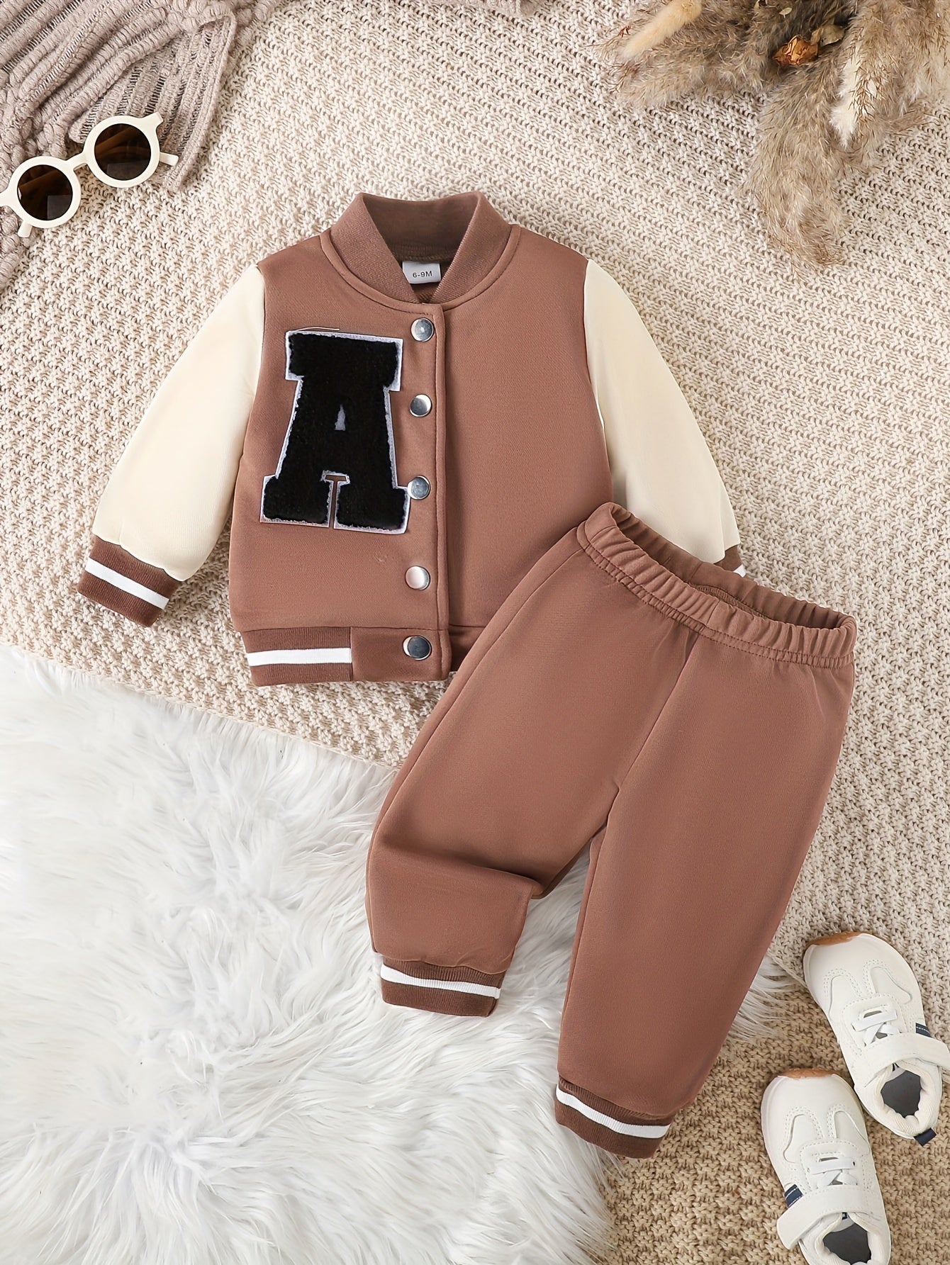 Baby Boys Casual Fall Winter Baseball Coat and Pants Set
