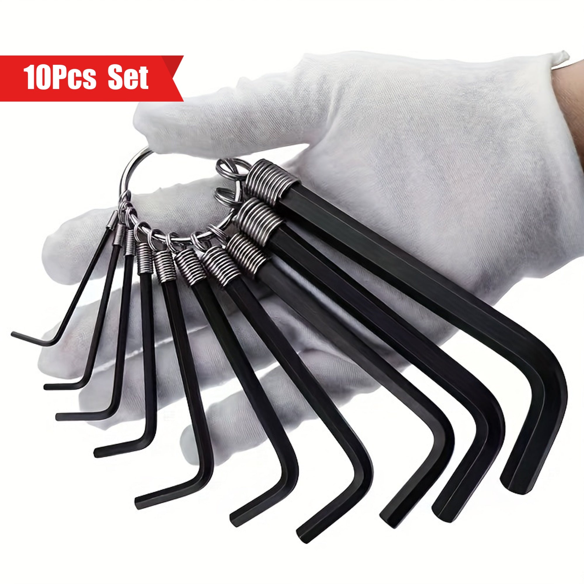 Set de 10 piezas de llaves hexagonales métricas e imperiales, forma en L, brazo corto, herramientas manuales