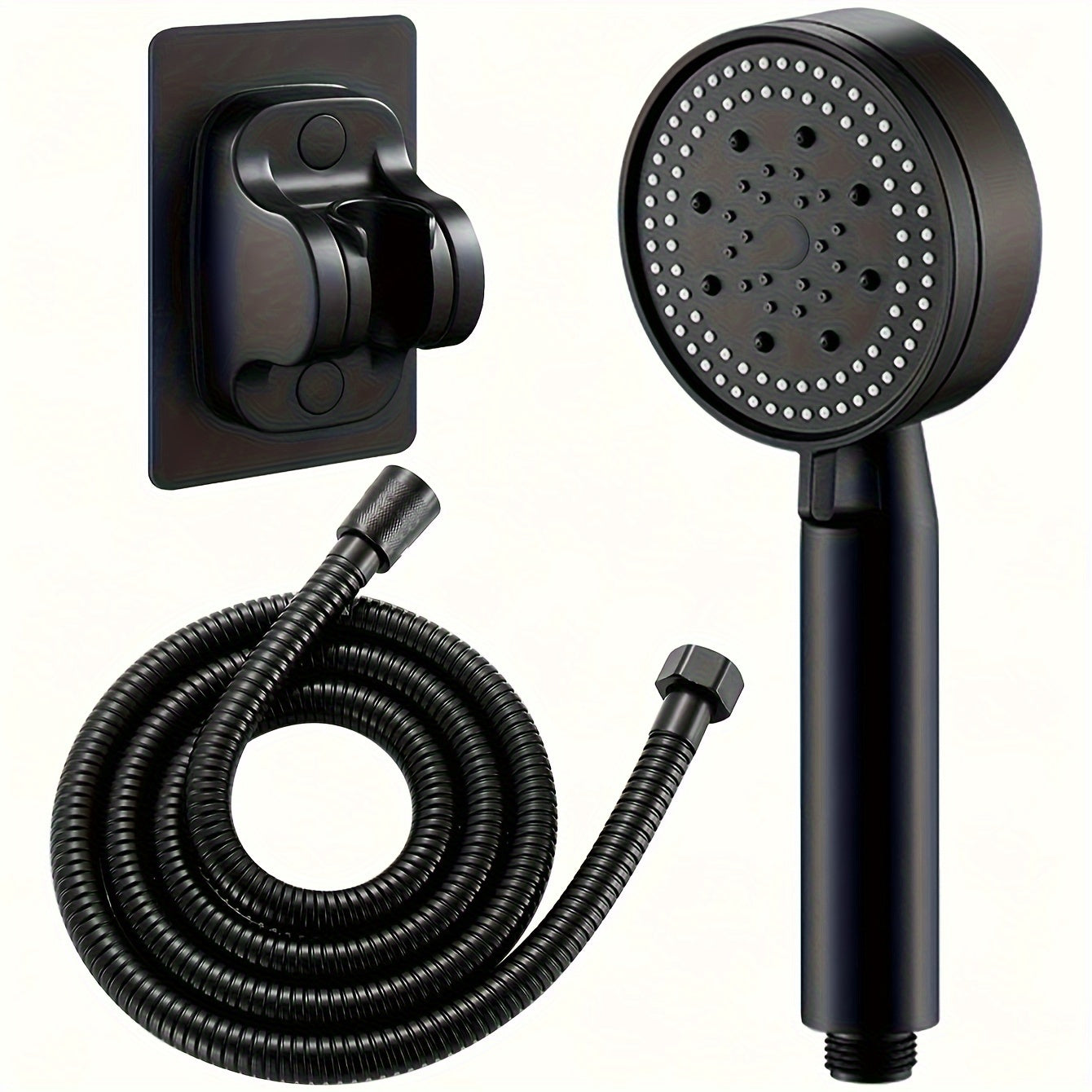 Handheld Shower Head with 5 Water Flow Modes, Hose, Bracket, and Gold Accessories