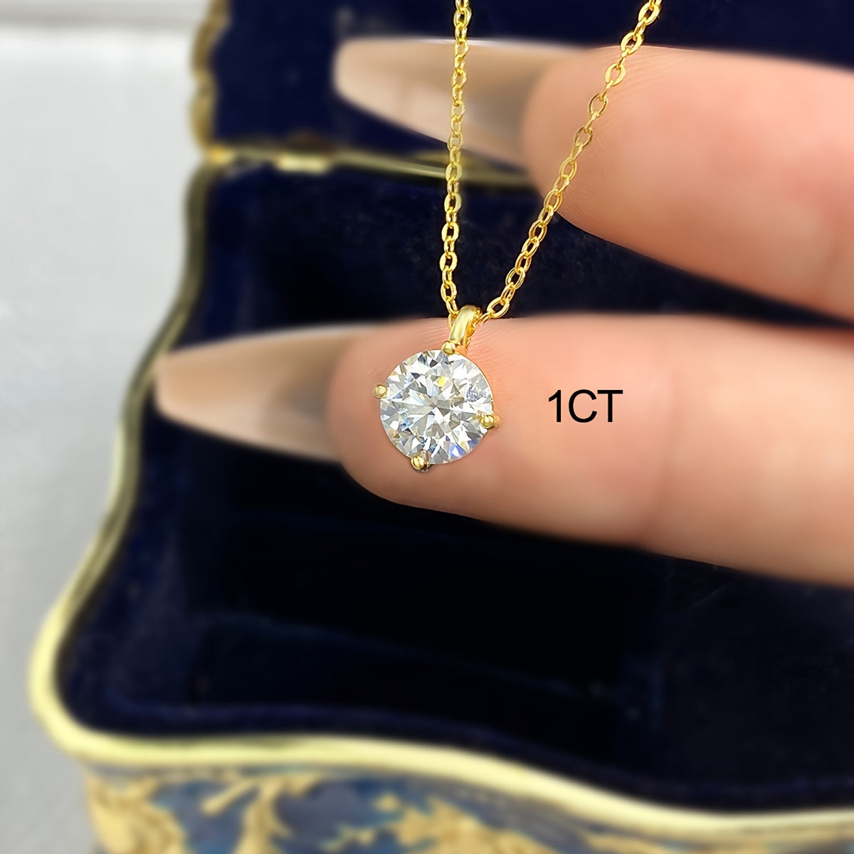 Sterling Silver Diamond Pendant Necklace 1/2/3 Carat Wedding Gift Jewelry