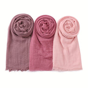 3 ta minimalistik pufli pleatli hijablar to'liq ranglar nafas oladigan kundalik sharflar