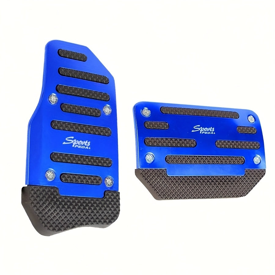 Набор накладок на педали автомобиля из алюминия для автоматической коробки передач, подушечки для ног, красные, серебристые, синие