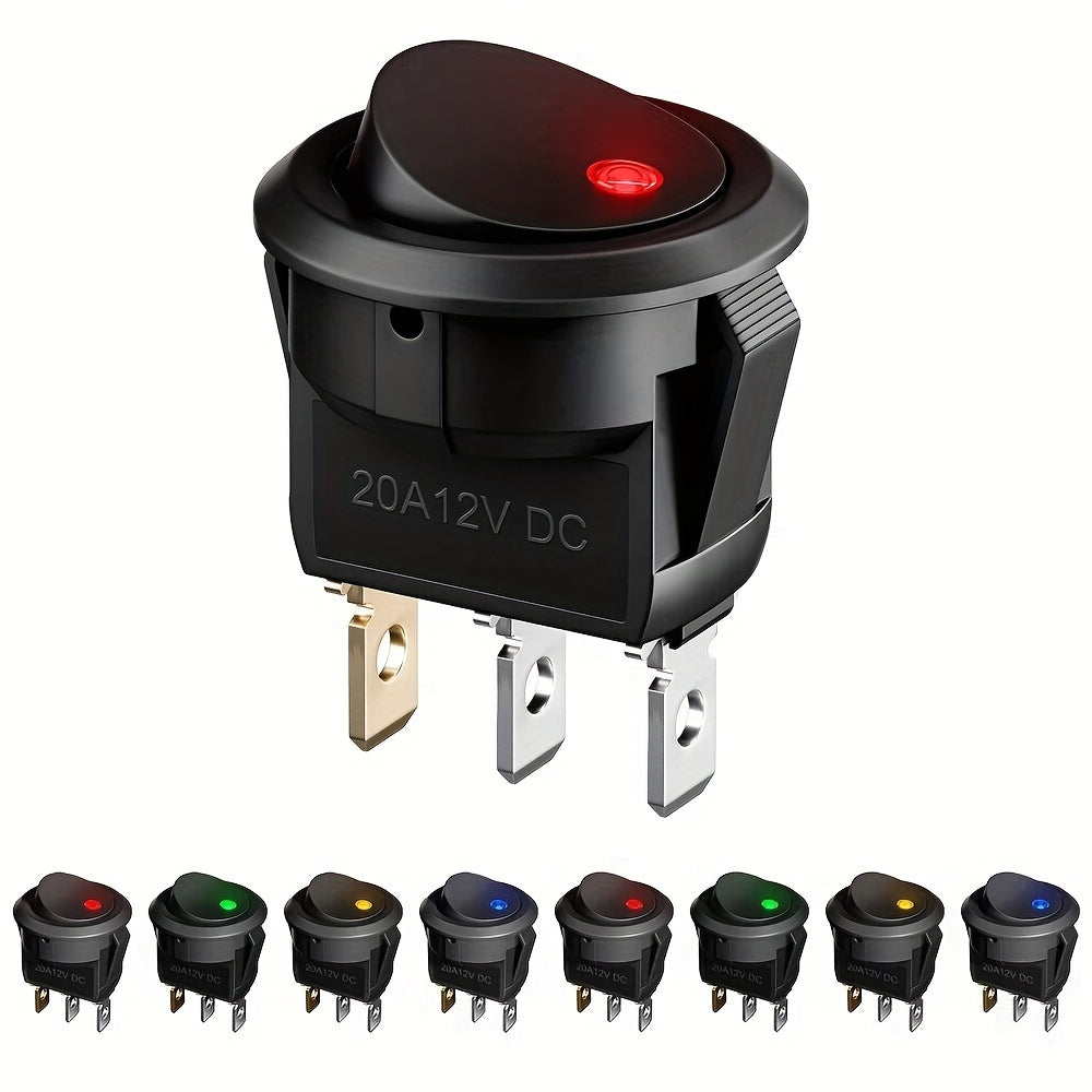 20pcs Black 12V Round Rocker LED Light Switches for Car Accessories