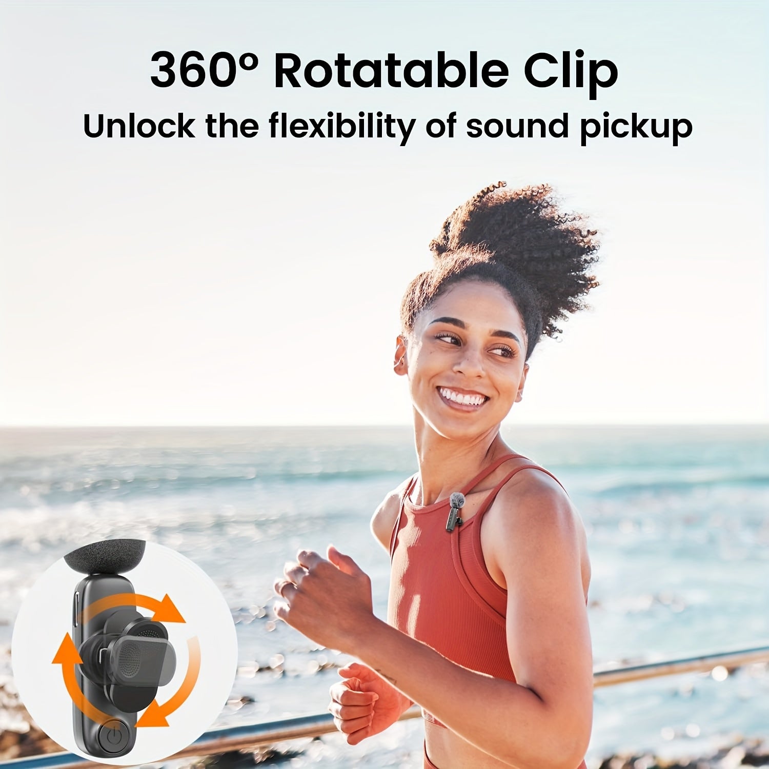 Wireless Clip-On Microphone with One-Click Recording USB-C Charging and Battery Indicator