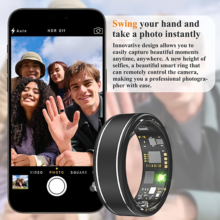 Qadamlar, kaloriya, ko'tarilish, mashg'ulot va masofani kuzatish uchun ixcham, zamonaviy aqlli uzuk. Aqlli foto funksiyasi va qulay kiyish xususiyatlariga ega. Thanksgiving uchun mukammal sovg'a yoki