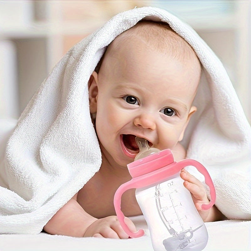 Infant and Toddler Baby Bottle 0-3 Years Wide Caliber Drop and Heat Resistant Silicone Nipple Blue or Pink