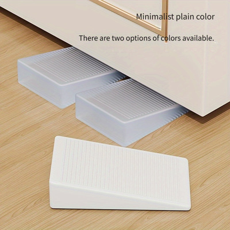 4 ta PVC mebel balandligini sozlash shimlari to'plami - notekis pollar uchun sozlanadigan qiyshiq bloklar, shkaflarda balandlikni sozlash uchun uchburchakli bloklar