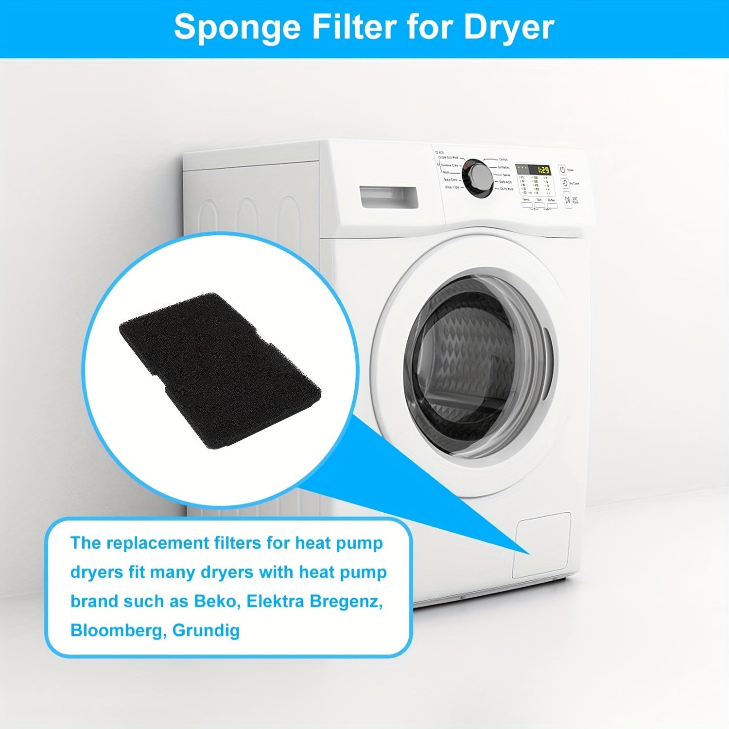 10pcs Dryer Foam Filters Replacement for Condenser and Heat Pump 240x155x11mm