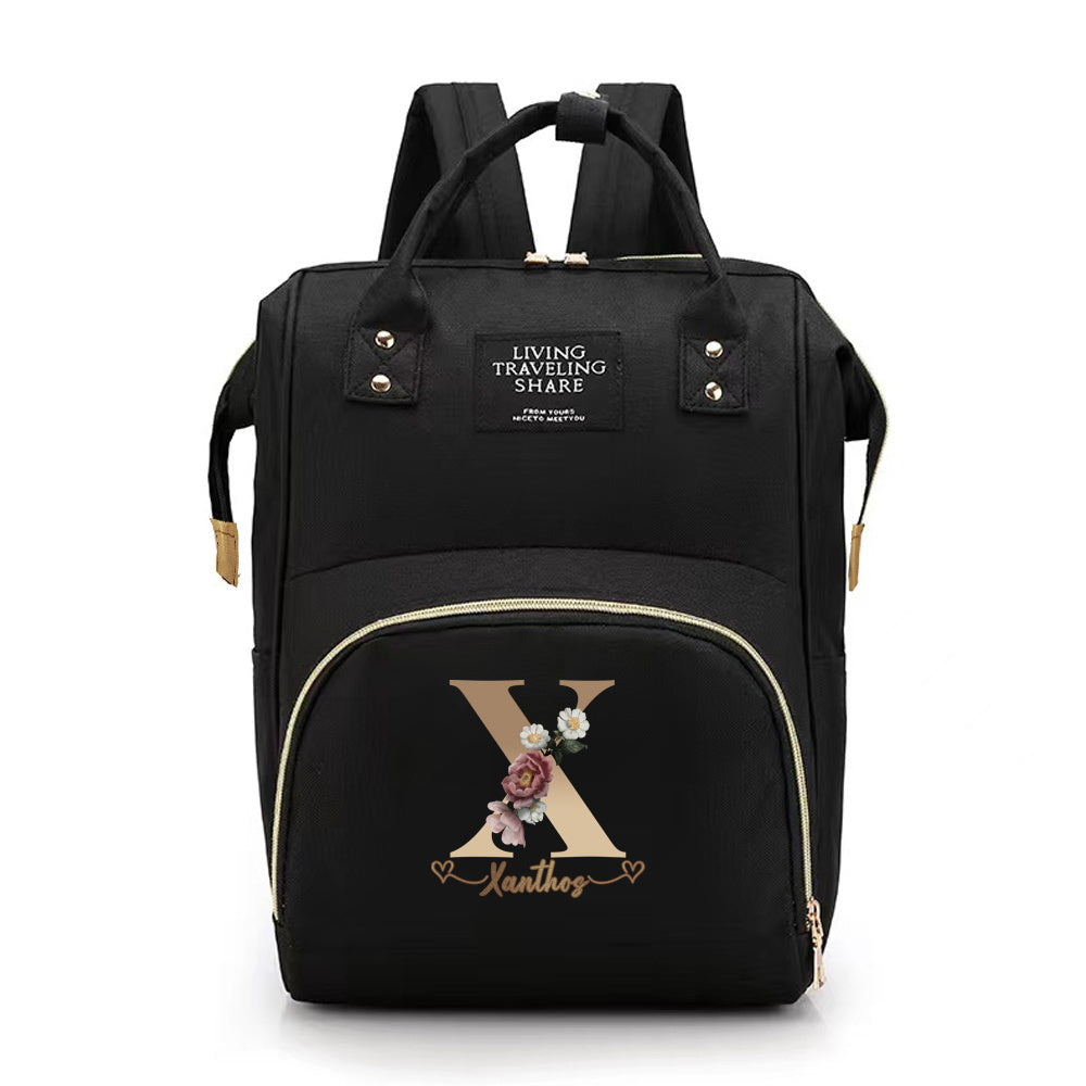 Personalized Mommy Diaper Bag with Custom Initials, Oxford Cloth, Generous Storage