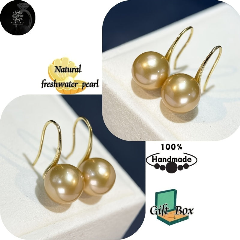 Sterling Silver Pearl Earrings in 18K Gold Plated with Japanese High Heels Design