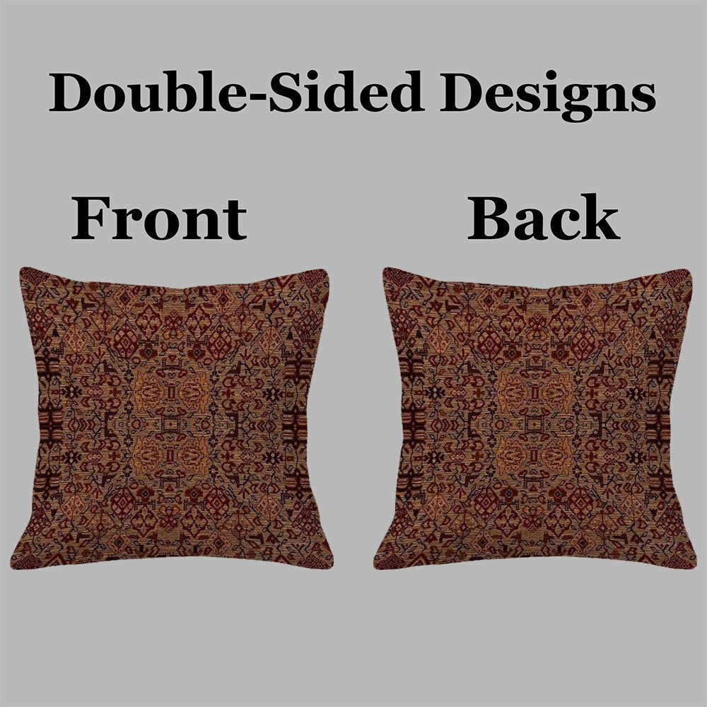 Bohemian Style Golden Brown Double-Sided Pillow Cover 45x45cm Decorative Cushion Cover for Sofa Bedroom
