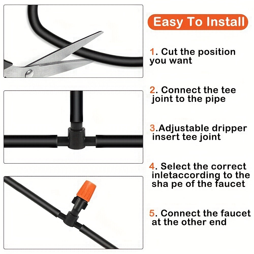 50M Plastic Drip Irrigation System Kit for Garden Lawn Patio Greenhouse Water Saving