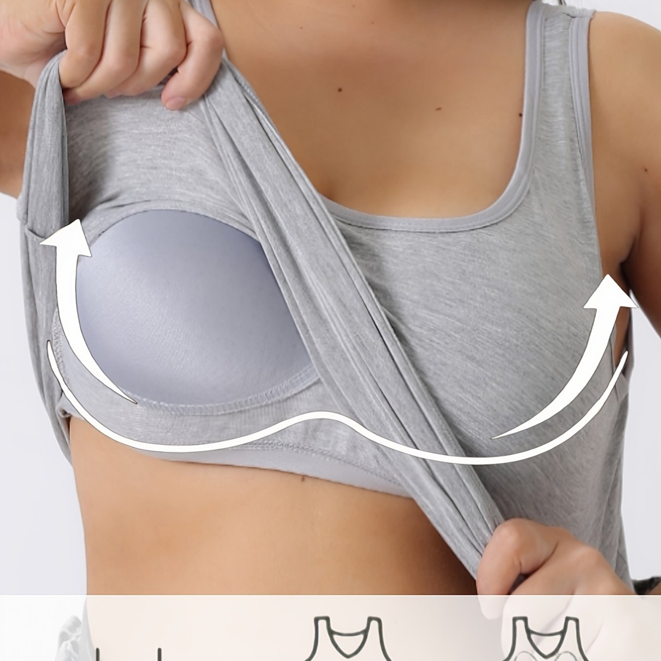 Plus Size Women's Wide Strap Tank Top with Built-In Bra Loungewear