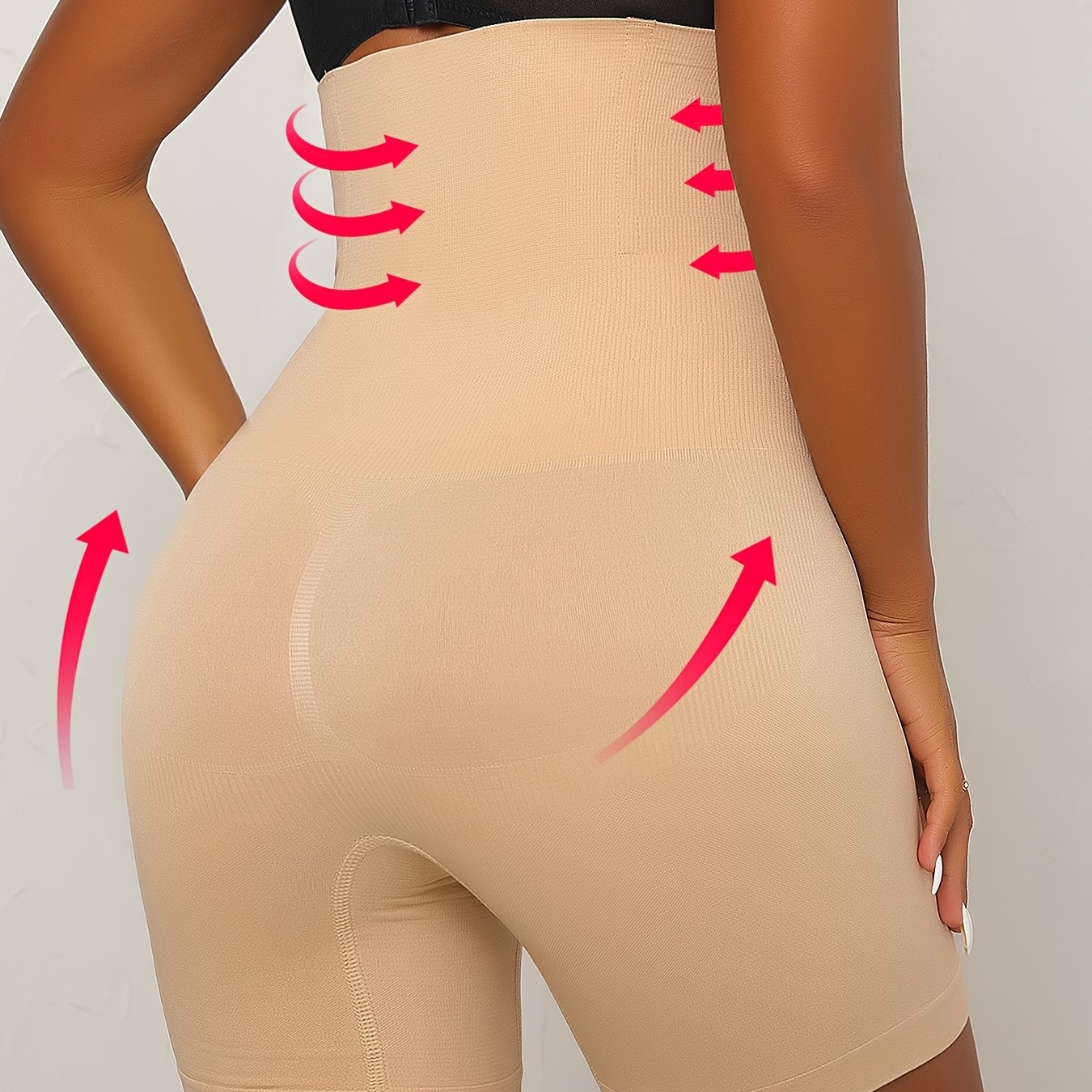 Women High-Waist Shapewear Shorts Nylon Solid Color Slim Fit Comfortable