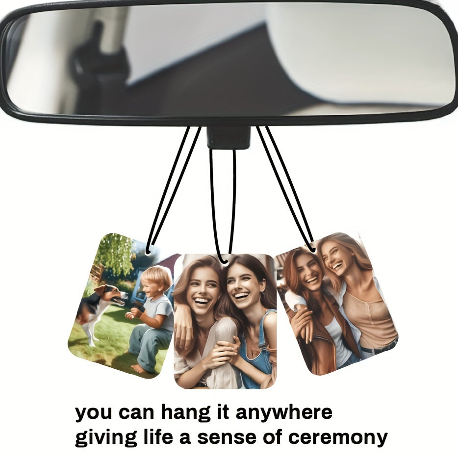 Custom Heart-Shaped Car Air Freshener Double-Sided Photo Scent For Home Wardrobe