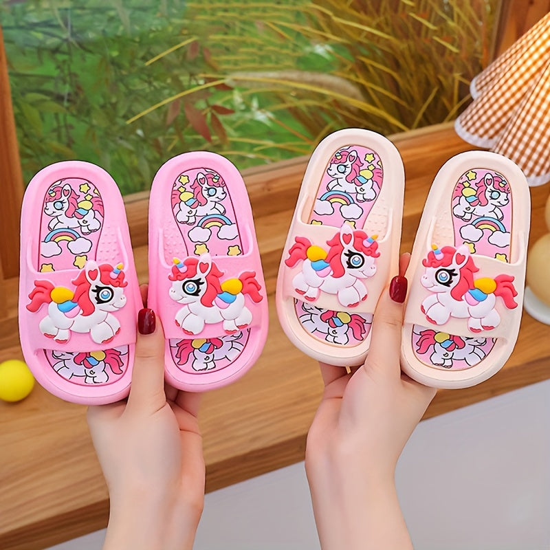 Girls Open Toe Slippers with Breathable PVC Material Non-Slip Indoor Casual Shoes