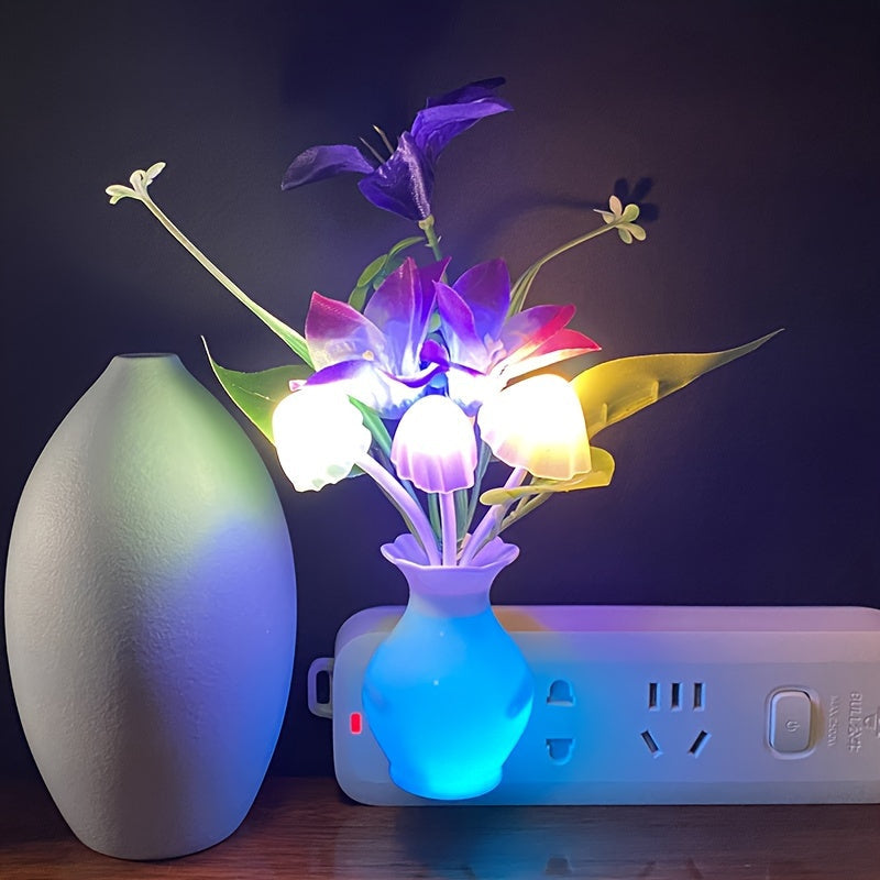 LED Mushroom Night Light Dusk to Dawn Sensor Wall Decor Plug-in European Standard