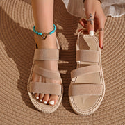 Women's Wide Width Open-Toe Woven Fabric Slide Sandals Cushioned Insole