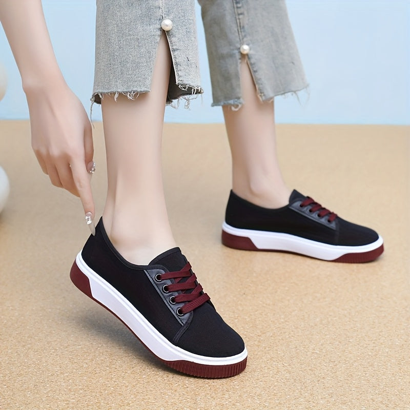 Women's Breathable Slip-On Sneakers All-Season Flat Shoes Black White