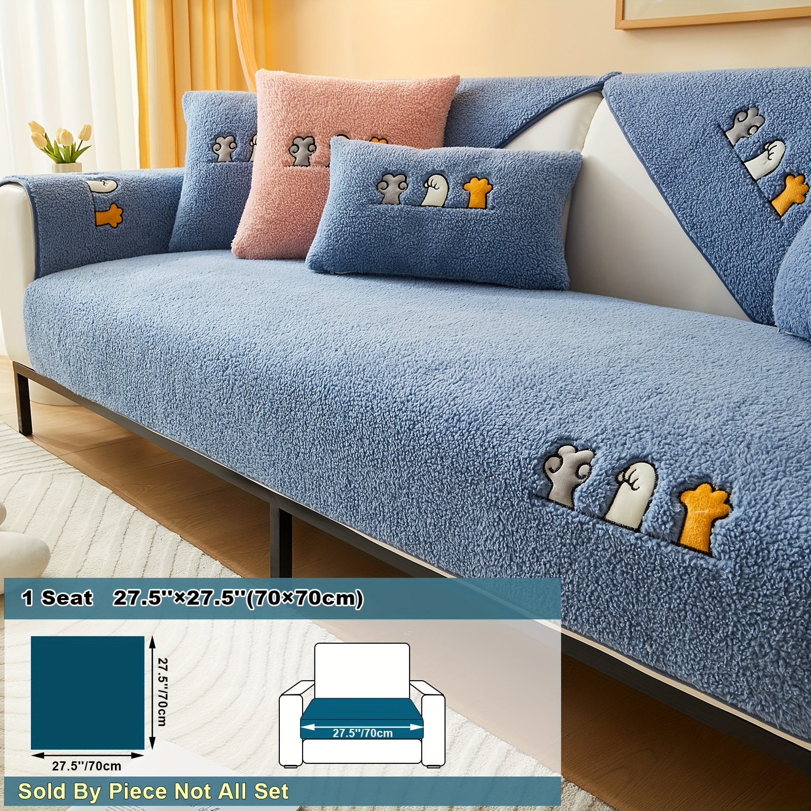 Плюшевый чехол на диван Sherpa, противоскользящий, защитный чехол для мебели для домашних животных для гостиной
