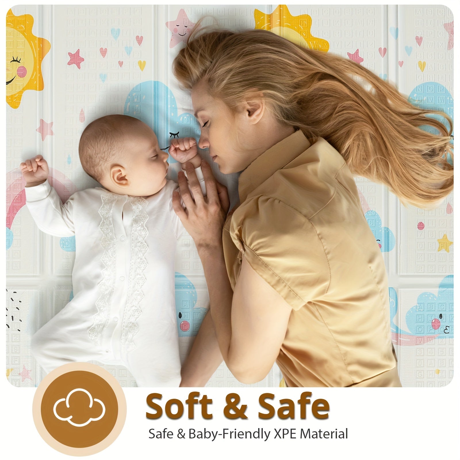 Kids Reversible Play Mat Waterproof Foam Floor Mat 127cm with Fence