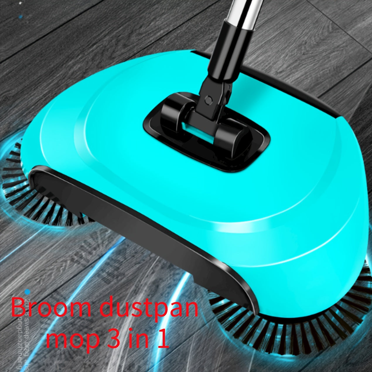 3-in-1 Manual Push Sweeper Vacuum Mop for Hardwood Tile Floors with Mop Pads