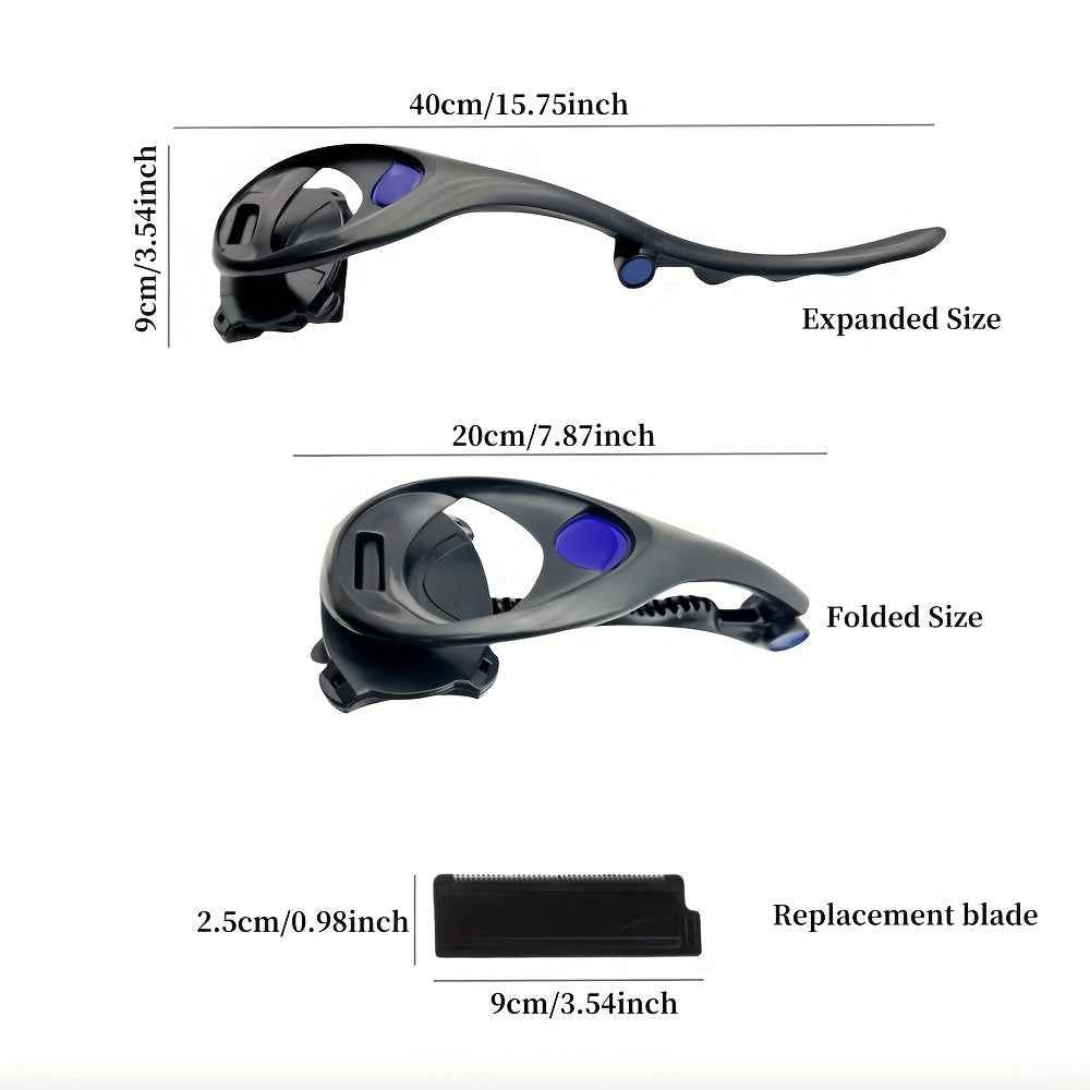 Set de maquinilla y hojas para espalda de hombre con mango ergonómico para afeitado en seco y húmedo