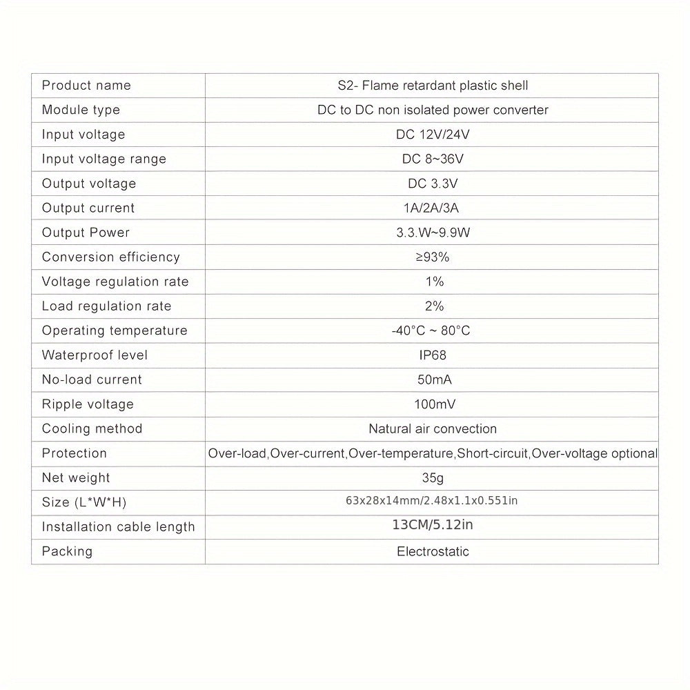 Convertidor Buck DC-DC de 8V-36V a 3.3V 3A, protección contra cortocircuitos, fuente de alimentación industrial
