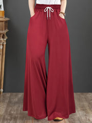 Plus Size Wide Leg Drawstring Pants Women Spring Summer Loose Pants