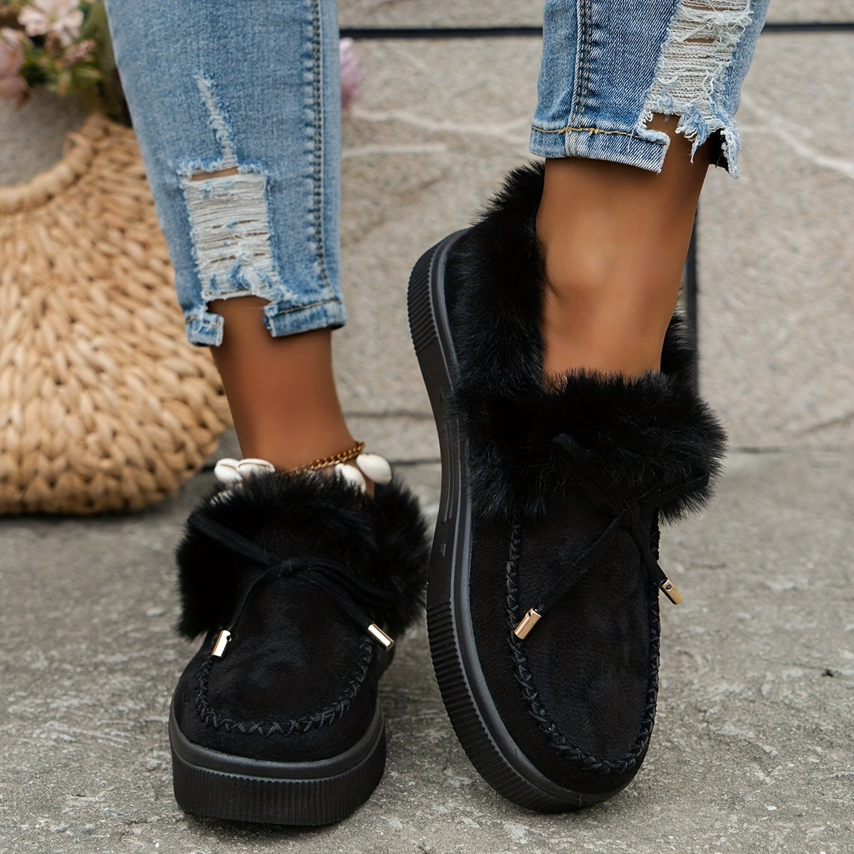 Women's Warm Comfy Slip-On Winter Snow Shoes Thermal Insulated