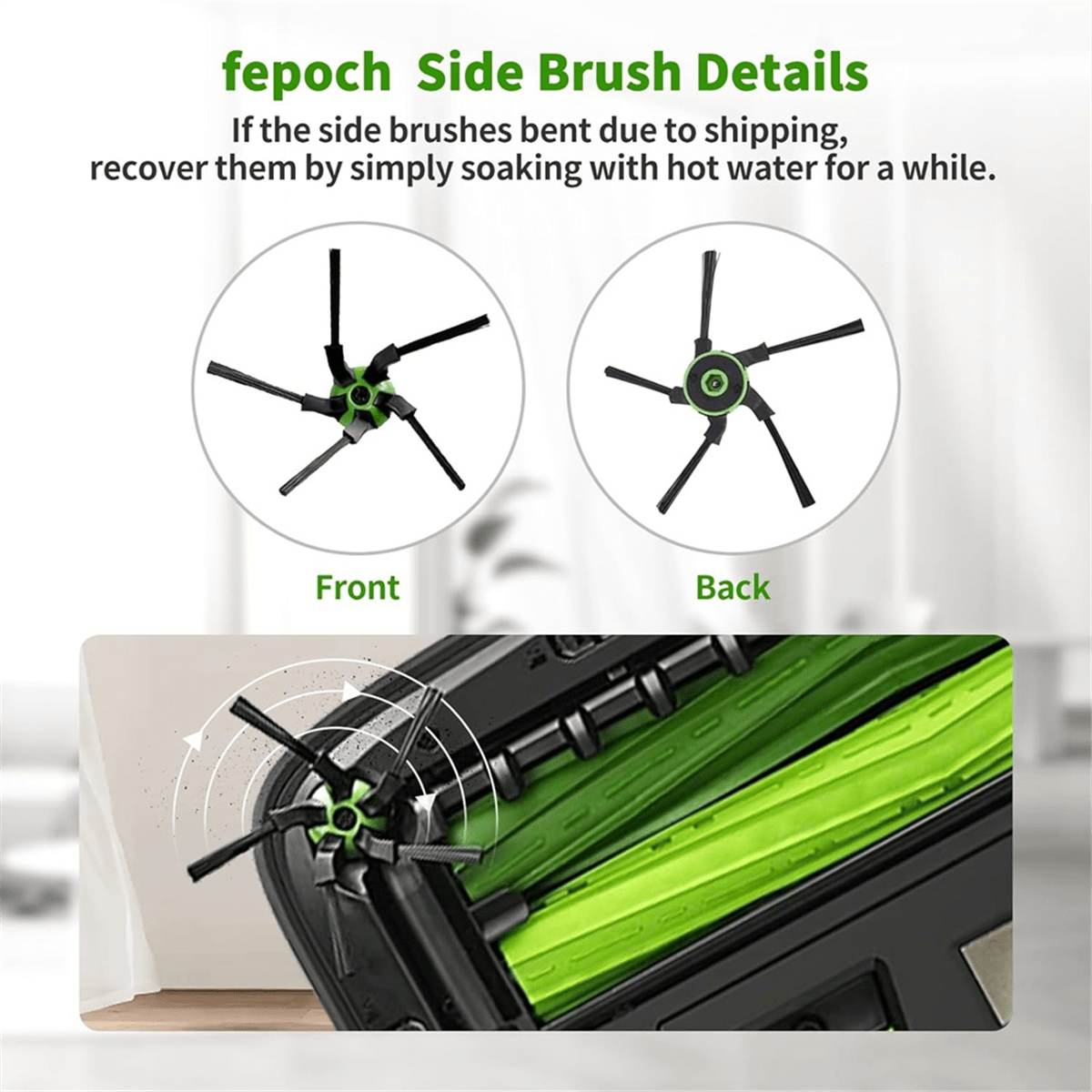 Replacement Side Brush for Robot Vacuum Cleaner for S9 S9+ S9 Plus Green Black Plastic