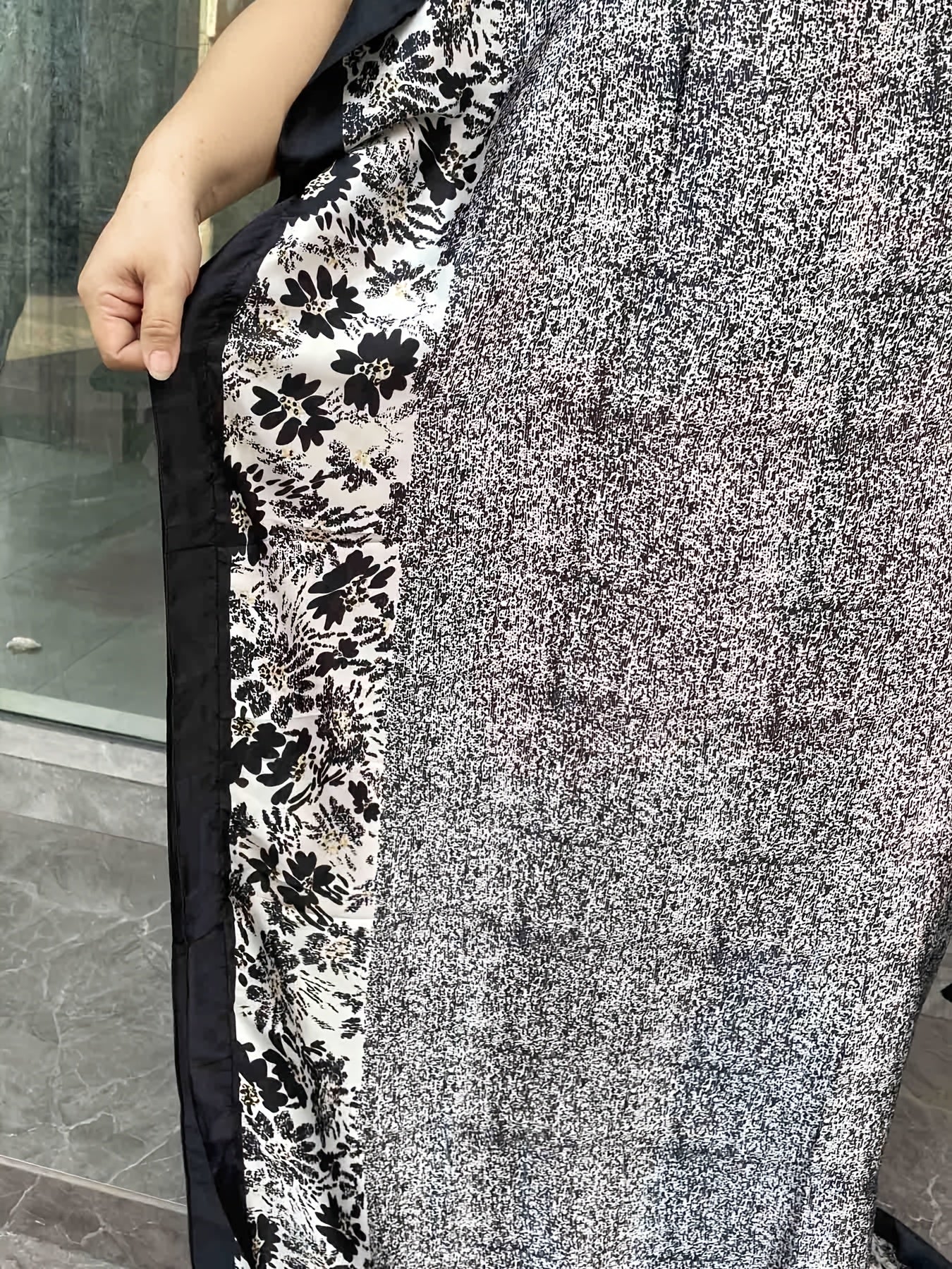 Платье макси для женщин больших размеров с цветочным геометрическим принтом и шарфом, длинные рукава, повседневное для всех сезонов