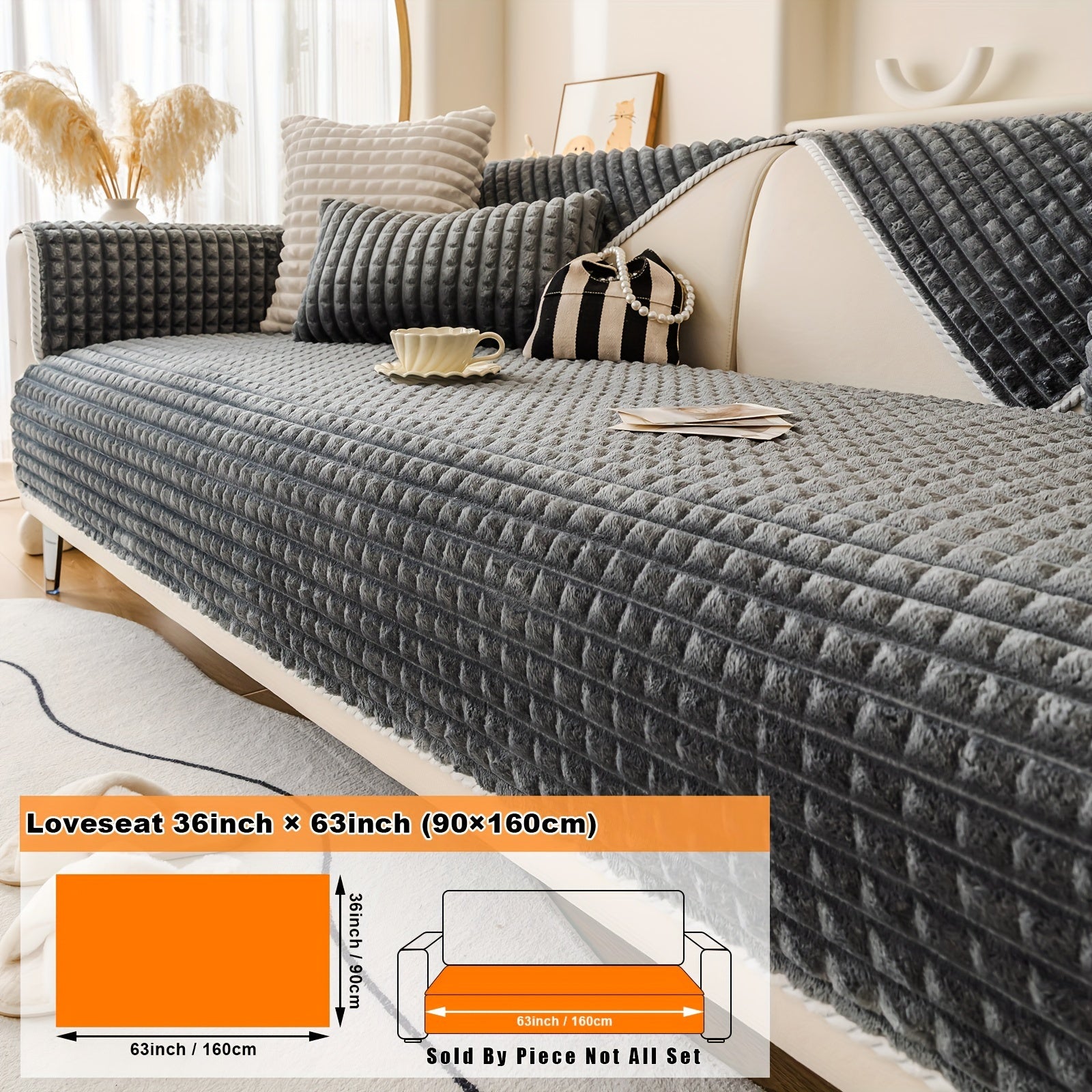 Нескользящая плюшевая накидка на диван для всей мебели, безопасная для домашних животных, легко очищается