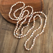 Women's Bohemian Pearl Necklace Natural Irregular Beads Orange Heart 160cm White Purple