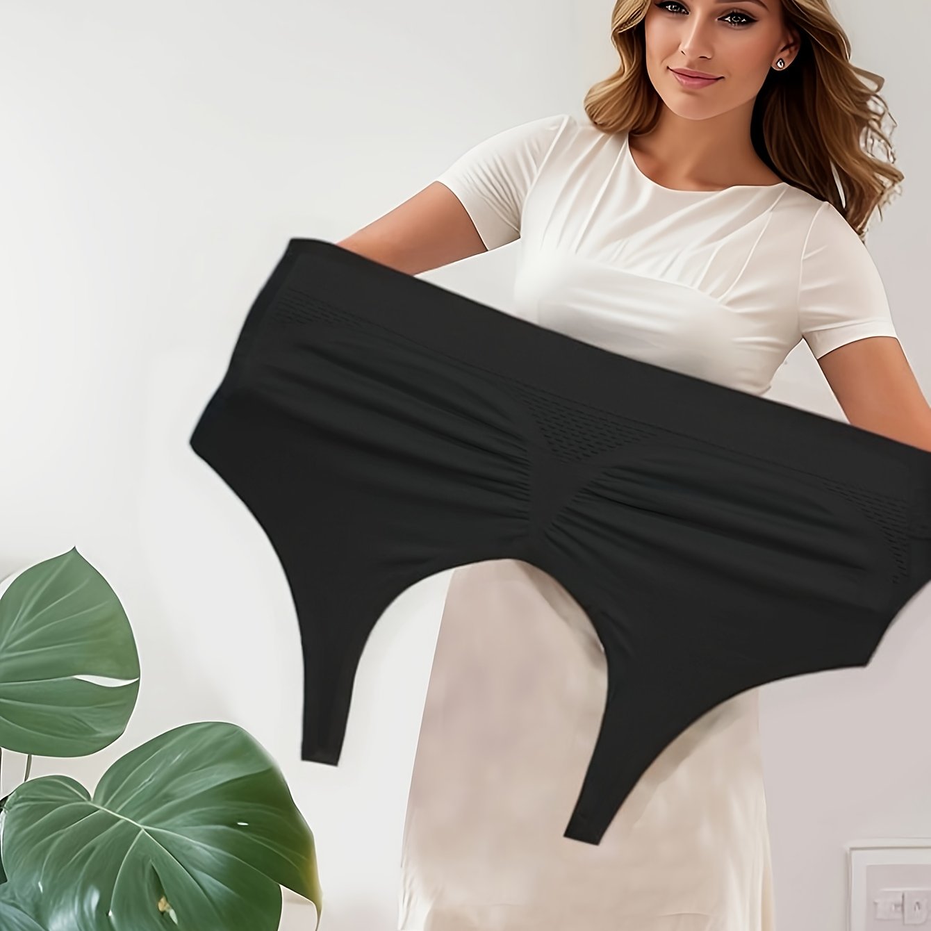 Women's Plus Size Seamless High-Waisted Workout Shorts Black