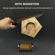 Yog'och asosli kichik pichoq silliqlash mashinasi, zanglamas po'lat komponentlar, olmos va whetstone silliqlash toshlari, 5 sozlanadigan burchaklar va oshxona pichoqlari uchun magnit tortish uchun.