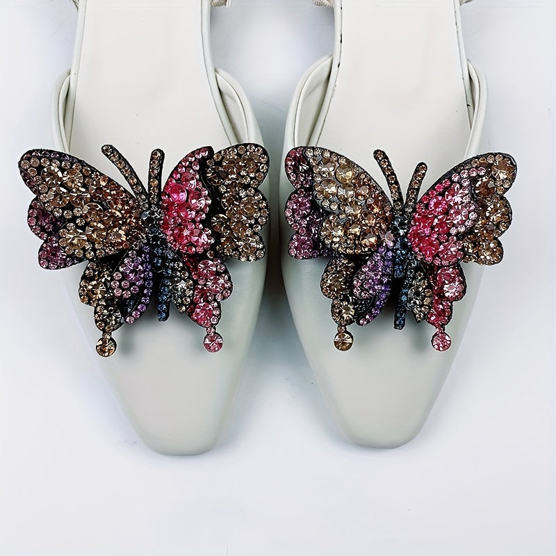 2Pcs Kids Girls Colorful Bow Shoe Clips Detachable Double Layer Accessories