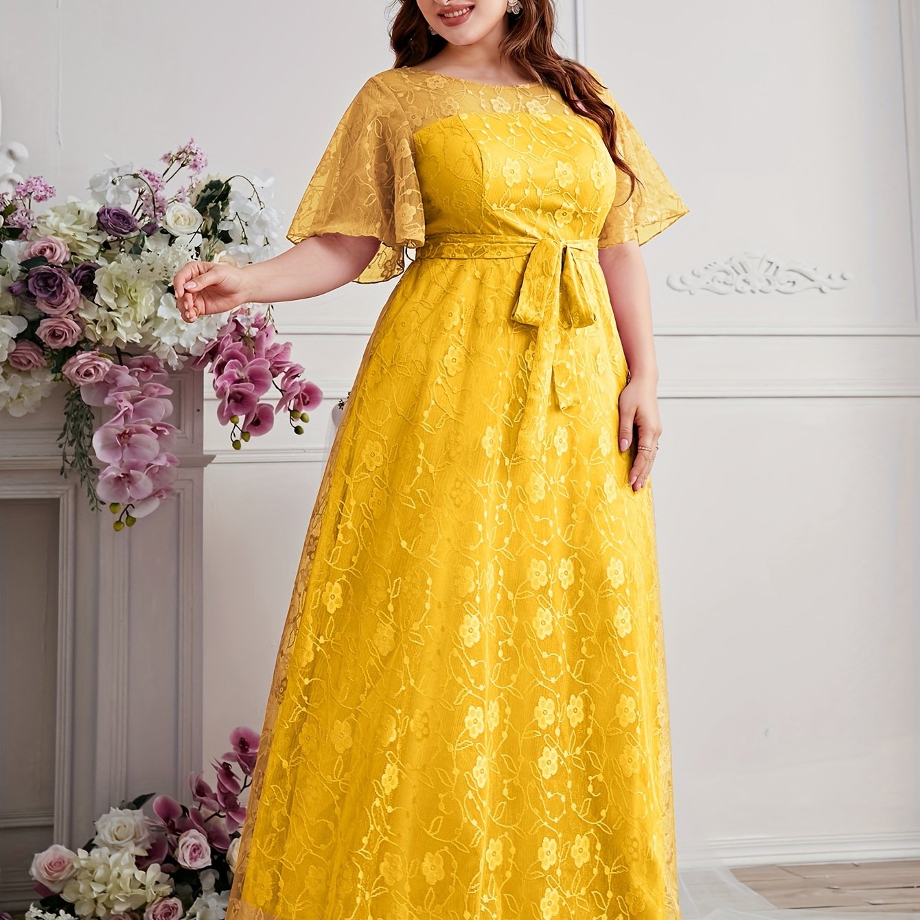 Plus Size Summer High-Waisted Lace Skirt for Women All-Season Elegant Long Length