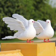 Artificial White Doves Set Decorative Faux Birds for Festive Occasions Non-Electric Featherless