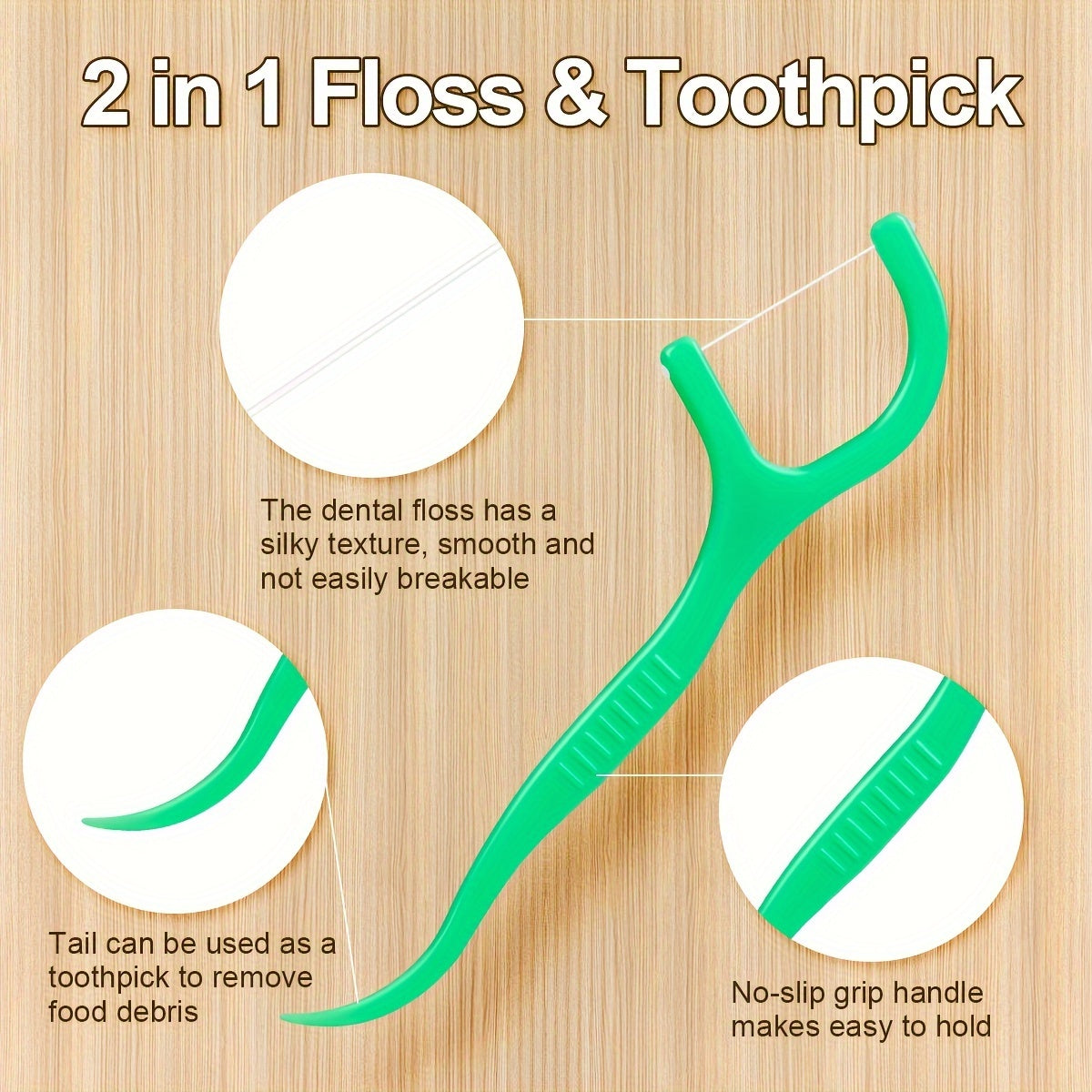 Fresh Mint Dental Floss Picks 300 Pack Deep Clean Portable Alcohol-Free Travel Oral Hygiene