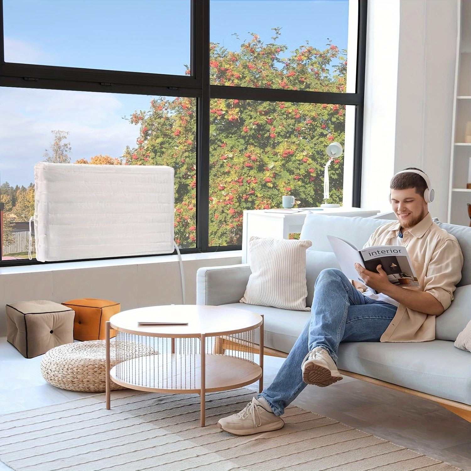 Adjustable Indoor Air Conditioner Window Cover Rust-Proof Dust Snow Protection