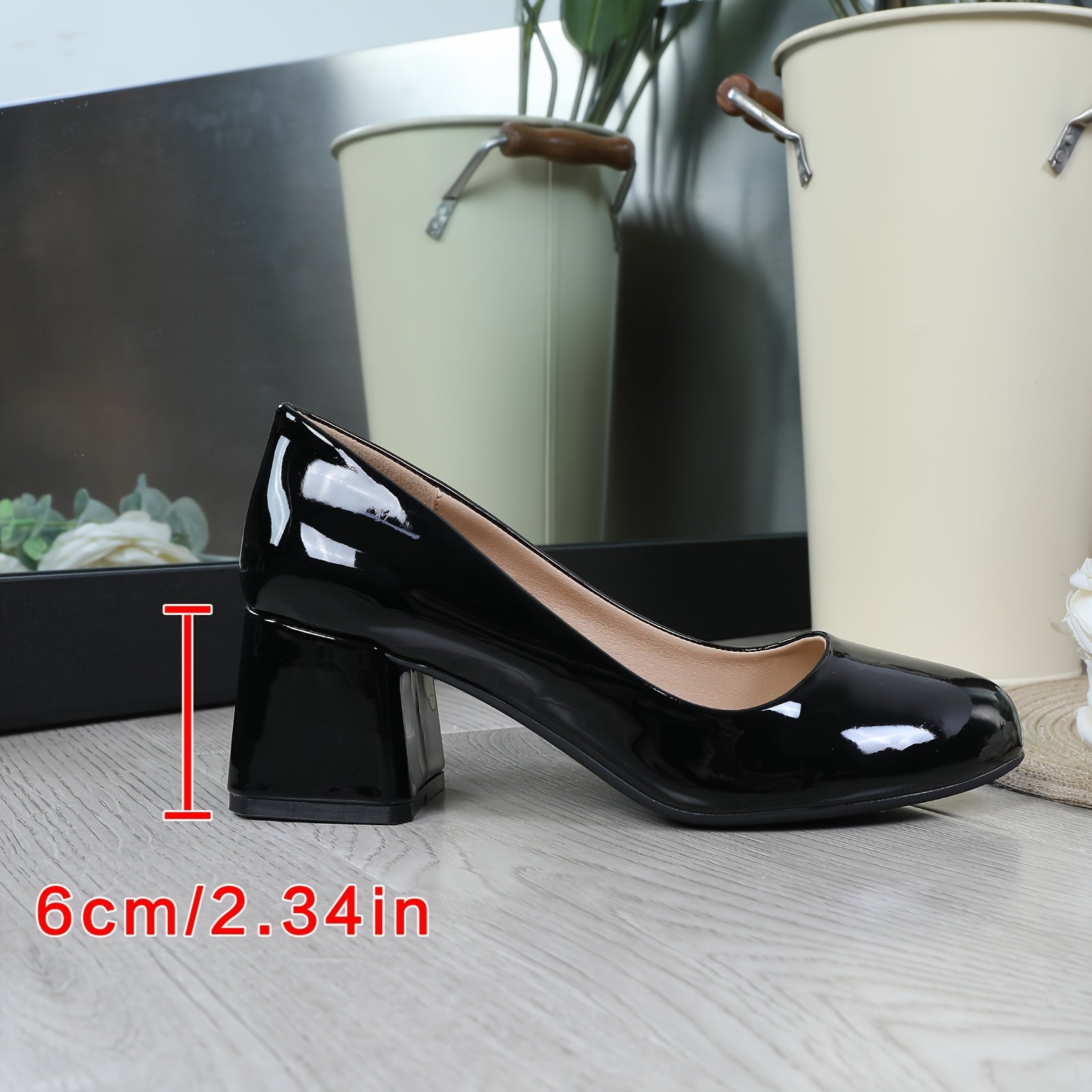 Women's Chunky Heel Pumps Comfortable Lightweight Solid Color Round Toe